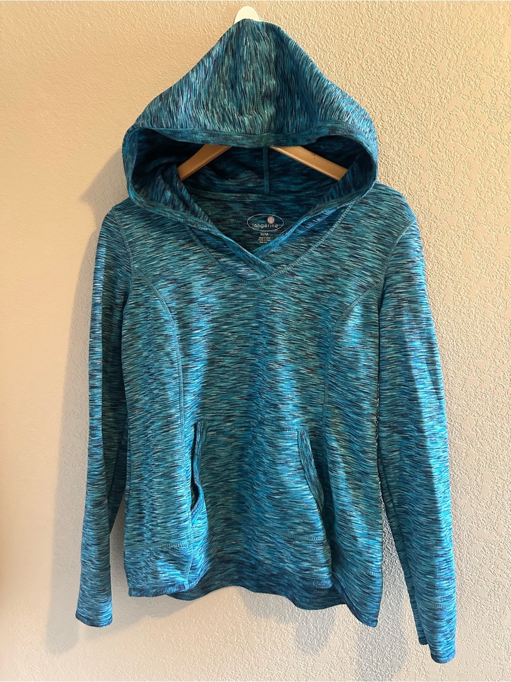 Tangerine Teal and Dark Blue Space-Dye Pullover